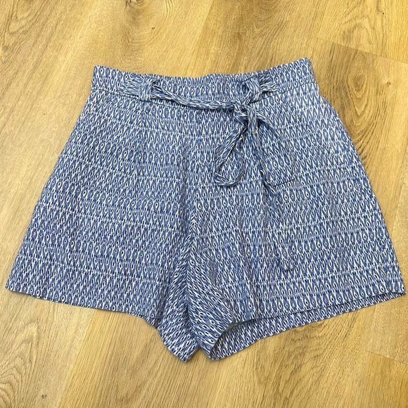 C&C California Pants - C&C California Blue Ikat Linen Shorts